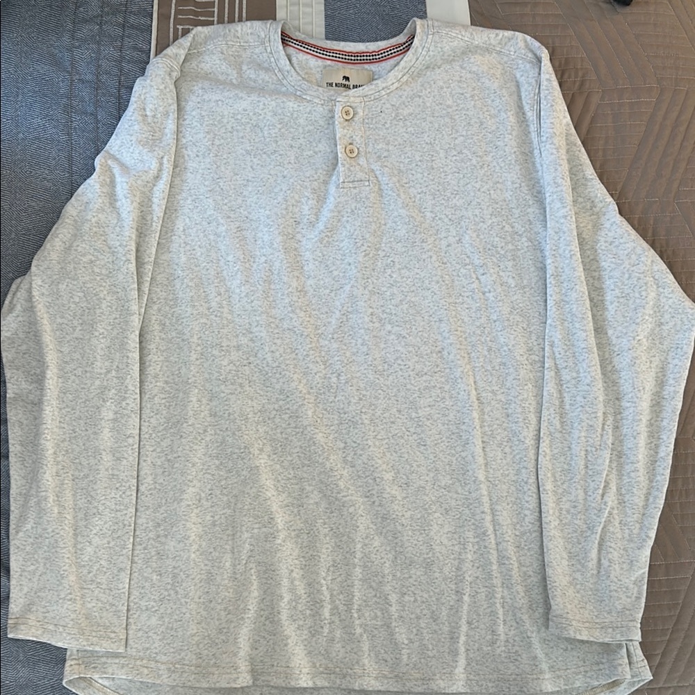 Normal Brand Gray Henley Long Sleeved Shirt